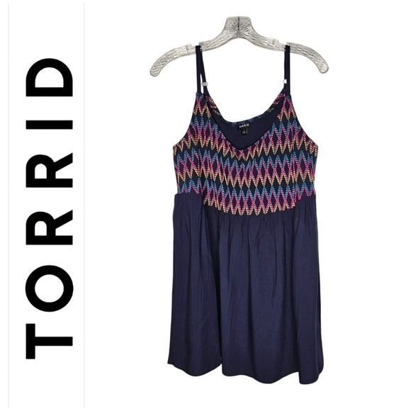 Torrid Smocked Babydoll Cami Tank Top Spaghetti Strap Torrid Size 2 - Picture 1 of 8